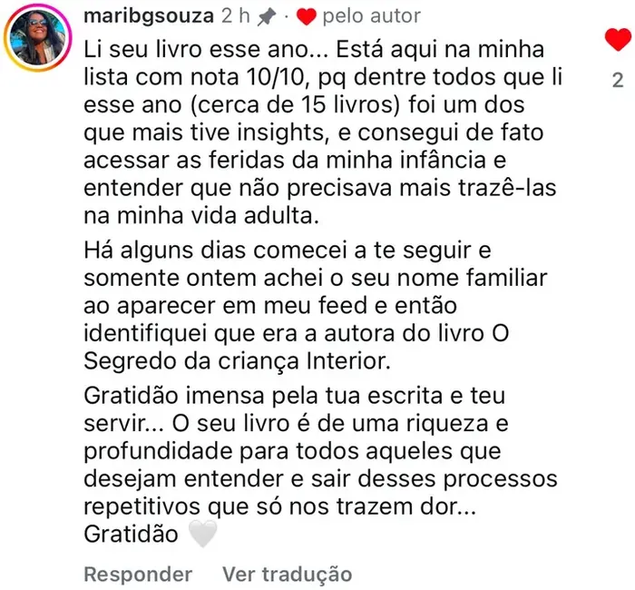 Captura original del testimonio, en portugués